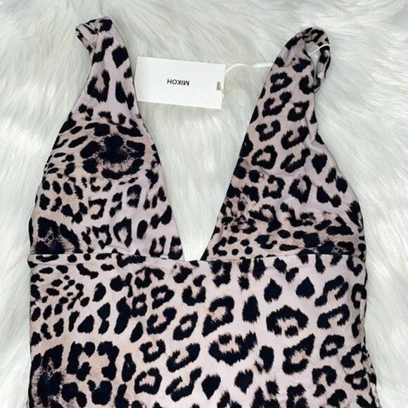MIKOH Womens Size Small AITUTAKI Deep V Leopard Print ONE PIECE - Picture 9 of 12